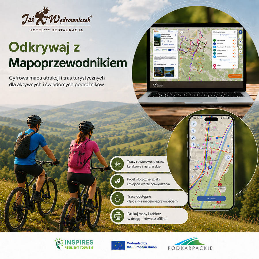 promocja lokalnych atrakcji i tras rowerowych, pieszych