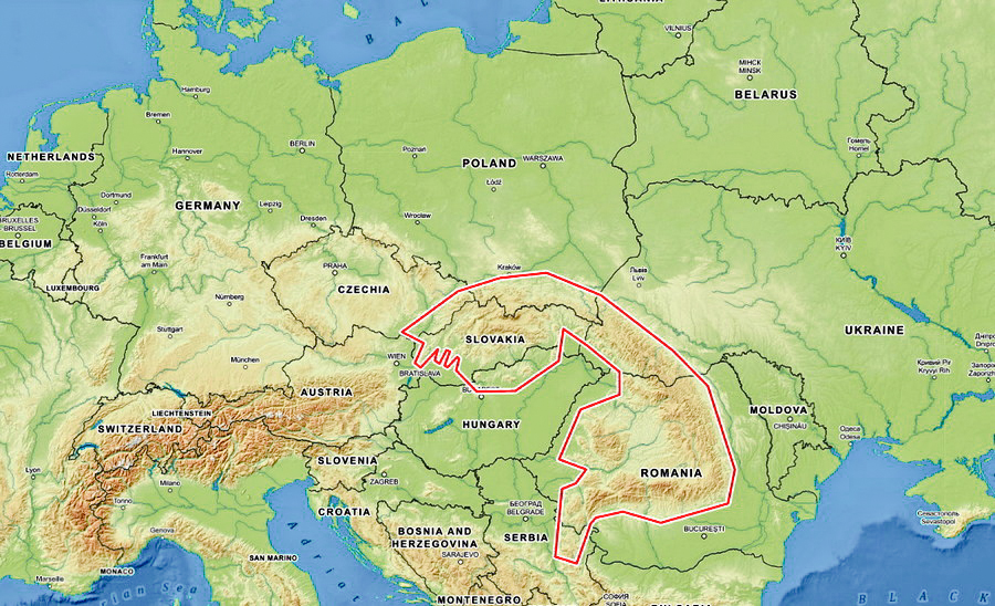 mapa - Bieszczedy w Karpatach