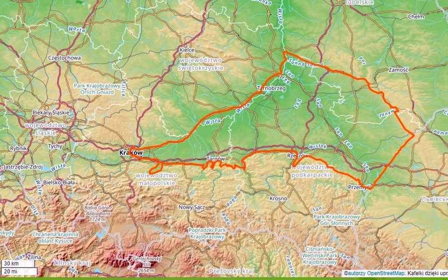 Kotlina Sandomierska- mapa