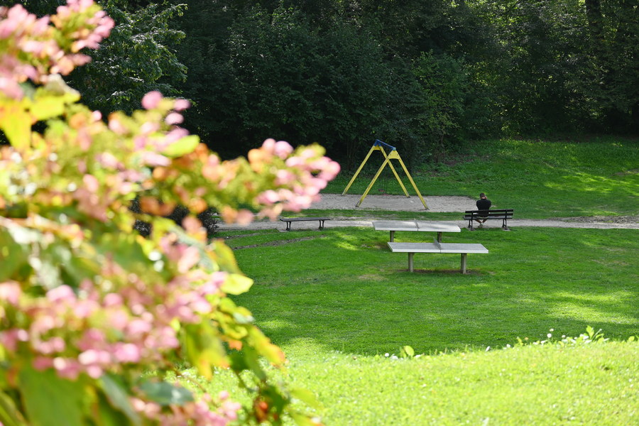 St&oacute;ł do pingponga na terenie folwarku w Wiśniowej