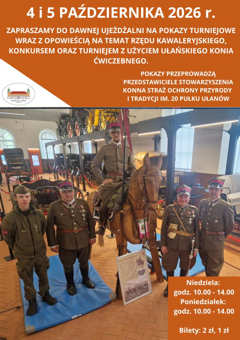 ułańskie pokazy - ujeżdżalnia w Zamku w Łańcucie - plakat wydarzenia