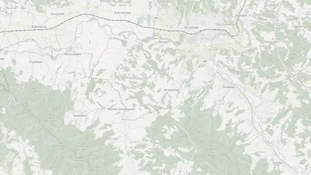 Mapa trasy rowerowej: Strzyżów - Brzeżanka - Wysoka Strzyżowska