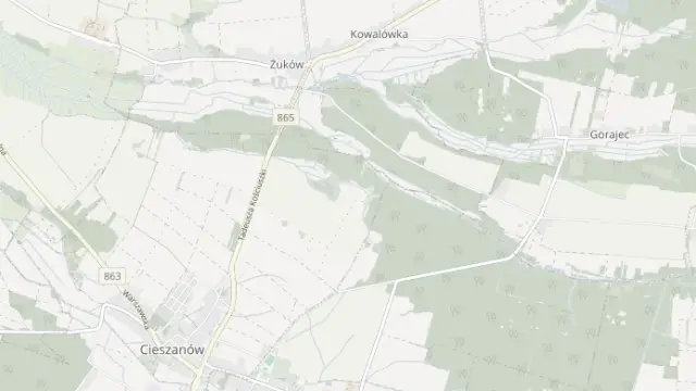 Mapa trasy rowerowej: Żółta pętla rowerowa gminy Cieszanów