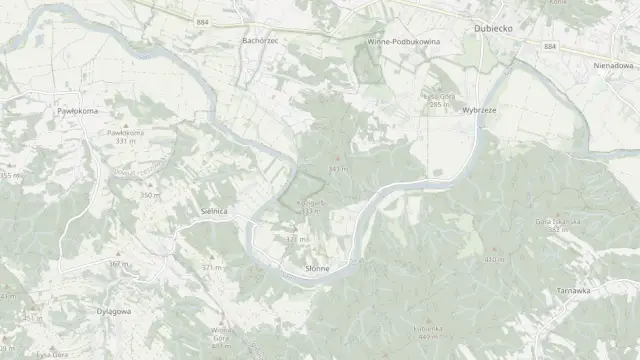 Mapa trasy rowerowej: „Doliną Sanu” Dubiecko Trasa 2