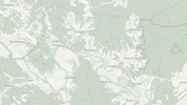 Mapa trasy rowerowej: „Doliną Sanu” Krzywcza Trasa 1