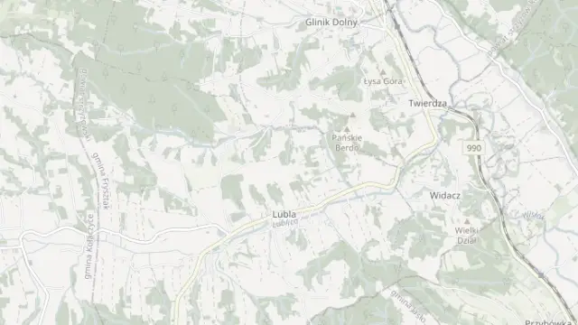 Mapa trasy rowerowej: Twierdza, Glinik Dolny, Lubla, Widacz, Twierdza